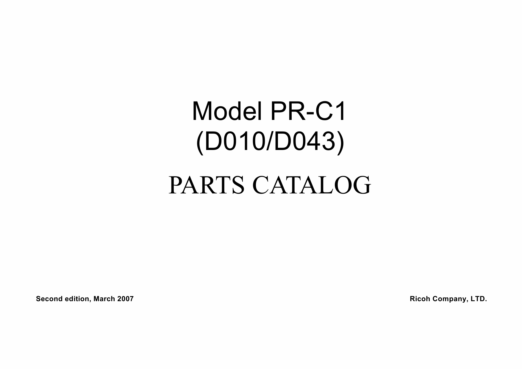 RICOH Aficio MP-2580 MP2500LN 2500 D010 D043 Parts Catalog-1